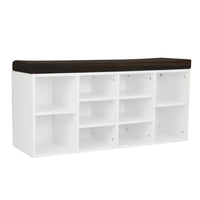 Sarantino Shoe Rack Cabinet Organiser Brown Cushion Bench Stool - 104 X 30 X 45 - White Kings Warehouse 