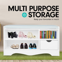 Sarantino Shoe Rack Cabinet Organiser Grey Cushion Stool Bench - 80 X 30 X 45 - White Kings Warehouse 