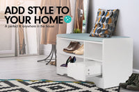 Sarantino Shoe Rack Cabinet Organiser Grey Cushion Stool Bench - 80 X 30 X 45 - White Kings Warehouse 