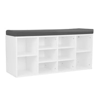 Sarantino Shoe Rack Cabinet Organiser Grey Cushion Sttol Bench Ottoman - 104 X 30 X 45 - White Kings Warehouse 