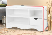 Sarantino Shoe Rack Cabinet Organiser White Cushion Bench Stool Ottoman - 80 X 30 X 45 - White Kings Warehouse 