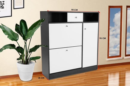 Sarantino Shoe Rack Cabinet Wooden Storage Organiser Shelf Cupboard Drawer Furniture Kings Warehouse 