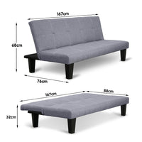 Sarantino Sofa Bed Lounge Couch Futon Furniture Seat Adjustable Suite Dark Grey Kings Warehouse 