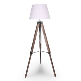 Sarantino Solid Wood Tripod Floor Lamp Adjustable Height White Shade Kings Warehouse 