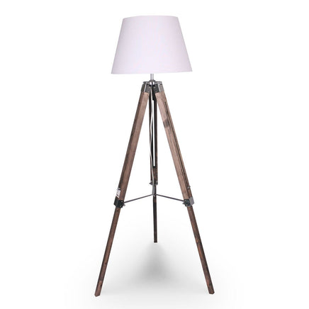 Sarantino Solid Wood Tripod Floor Lamp Adjustable Height White Shade Kings Warehouse 
