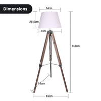 Sarantino Solid Wood Tripod Floor Lamp Adjustable Height White Shade Kings Warehouse 