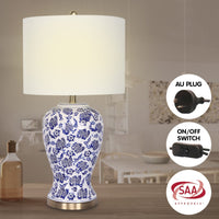 Sarantino Table Lamp Ceramic Floral Base Cotton Drum Shade Kings Warehouse 