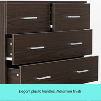 Sarantino Tallboy Dresser 6 Chest Of Drawers Cabinet 85 X 39.5 X 105 - Brown Kings Warehouse 