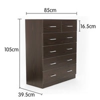 Sarantino Tallboy Dresser 6 Chest Of Drawers Cabinet 85 X 39.5 X 105 - Brown Kings Warehouse 