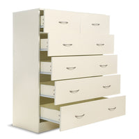 Sarantino Tallboy Dresser 6 Chest Of Drawers Cabinet 85 X 39.5 X 105 - White Kings Warehouse 