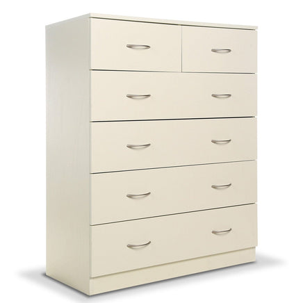 Sarantino Tallboy Dresser 6 Chest Of Drawers Cabinet 85 x 39.5 x 105cm in White Home & Garden Kings Warehouse 