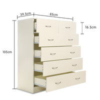 Sarantino Tallboy Dresser 6 Chest Of Drawers Cabinet 85 x 39.5 x 105cm in White Home & Garden Kings Warehouse 