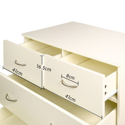 Sarantino Tallboy Dresser 6 Chest Of Drawers Cabinet 85 x 39.5 x 105cm in White Home & Garden Kings Warehouse 