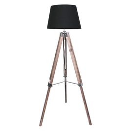 Sarantino Timber Tripod Floor Lamp Adjustable Height Taper Fabric Kings Warehouse 
