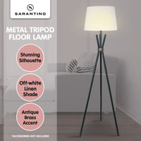 Sarantino Tripod Floor Lamp in Metal and Antique Brass Kings Warehouse 