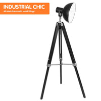 Sarantino Tripod Floor Spot Lamp Reading Adjustable Height Metal Black Kings Warehouse 