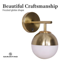 Sarantino Wall Lamp with Gold Metal Base and White Glass Shade Kings Warehouse 