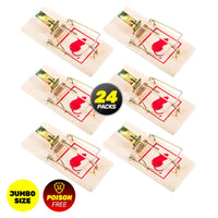 SAS Pest Control 24PCE Mouse Traps Jumbo Wooden Indoor/Outdoor 17.5 x 8.5cm Kings Warehouse 