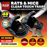 SAS Pest Control 48PCE Mouse Rat Traps Reusable Indoor/Outdoor 9.6 x 5.4cm Kings Warehouse 
