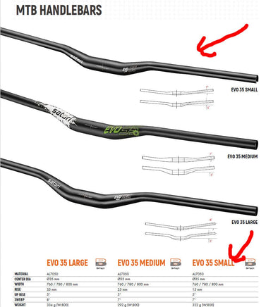 Satori EVO 35 Small - 355mm Rise Handlebar - Black MTB Trekking Universal 780mm Long Sports & Fitness Kings Warehouse 
