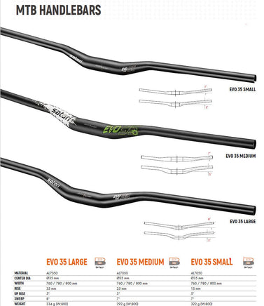 Satori EVO 35 Small - 355mm Rise Handlebar - Black MTB Trekking Universal 780mm Long Sports & Fitness Kings Warehouse 