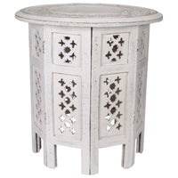 Scilla Rubber Wood Timber Round 45cm Side Table - White Kings Warehouse 