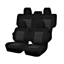 Seat Covers for MITSUBISHI PAJERO NS.NT.NW.NX SERIES 11/2006 - ON LWB 4X4 SUV/WAGON 7 SEATERS FM BLACK PREMIUM Auto Accessories Kings Warehouse 
