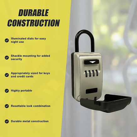 Security 4 Digit Combination Cable Lock Box With Luminous Dials Tools Kings Warehouse 