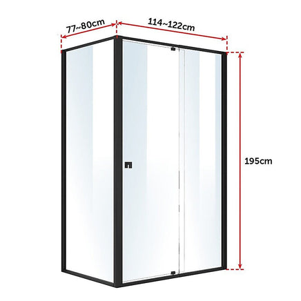Semi Frameless Shower Screen (114~122)x 195cm & (77~80)x 195cm Side AS/NZS Glass Furniture Kings Warehouse 