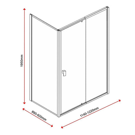 Semi Frameless Shower Screen (114~122)x 195cm & (89~92)x 195cm Side AS/NZS Glass Furniture Kings Warehouse 