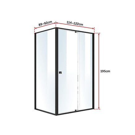 Semi Frameless Shower Screen (114~122)x 195cm & (89~92)x 195cm Side AS/NZS Glass Furniture Kings Warehouse 