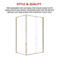 Semi Frameless Shower Screen (114~122)x 195cm & (89~92)x 195cm Side AS/NZS Glass Furniture Kings Warehouse 