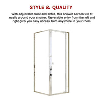 Semi Frameless Shower Screen (74~82)x 195cm & (77~80)x 195cm Side AS/NZS Glass Furniture Kings Warehouse 