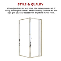 Semi Frameless Shower Screen (74~82)x 195cm & (89~92)x 195cm Side AS/NZS Glass Furniture Kings Warehouse 