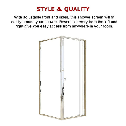 Semi Frameless Shower Screen (74~82)x 195cm & (89~92)x 195cm Side AS/NZS Glass Furniture Kings Warehouse 