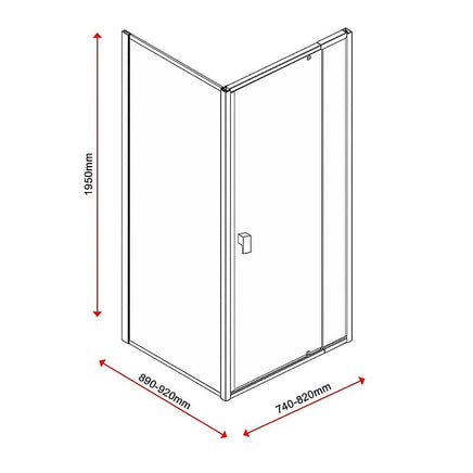 Semi Frameless Shower Screen (74~82)x 195cm & (89~92)x 195cm Side AS/NZS Glass Furniture Kings Warehouse 