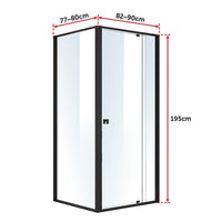 Semi Frameless Shower Screen (82~90)x 195cm & (77~80)x 195cm Side AS/NZS Glass Furniture Kings Warehouse 