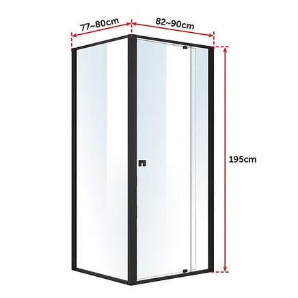 Semi Frameless Shower Screen (82~90)x 195cm & (77~80)x 195cm Side AS/NZS Glass Furniture Kings Warehouse 