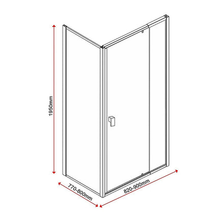 Semi Frameless Shower Screen (82~90)x 195cm & (77~80)x 195cm Side AS/NZS Glass Furniture Kings Warehouse 