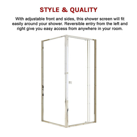 Semi Frameless Shower Screen (82~90)x 195cm & (89~92)x 195cm Side AS/NZS Glass Furniture Kings Warehouse 