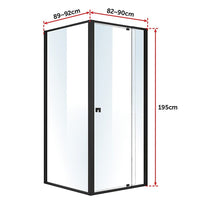Semi Frameless Shower Screen (82~90)x 195cm & (89~92)x 195cm Side AS/NZS Glass Furniture Kings Warehouse 