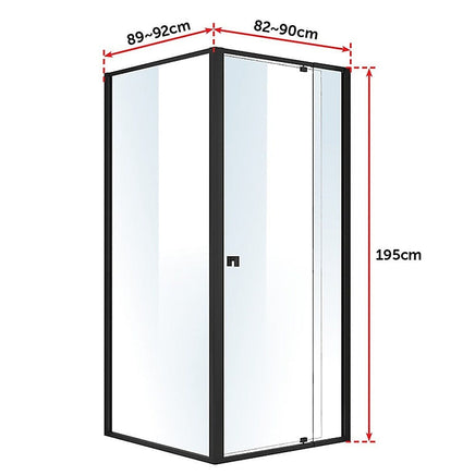 Semi Frameless Shower Screen (82~90)x 195cm & (89~92)x 195cm Side AS/NZS Glass Furniture Kings Warehouse 