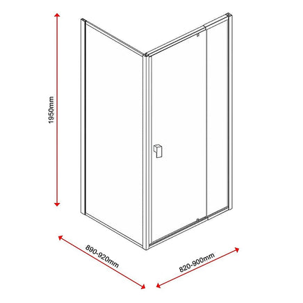 Semi Frameless Shower Screen (82~90)x 195cm & (89~92)x 195cm Side AS/NZS Glass Furniture Kings Warehouse 