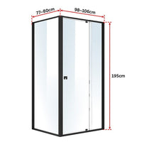 Semi Frameless Shower Screen (98~106)x 195cm & (77~80)x 195cm Side AS/NZS Glass Furniture Kings Warehouse 