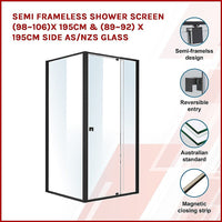 Semi Frameless Shower Screen (98~106)x 195cm & (89~92)x 195cm Side AS/NZS Glass Kings Warehouse 