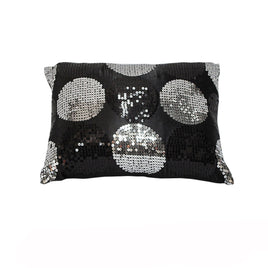 Sequined Black Silver Breakfast Filled Cushion Home & Garden Kings Warehouse 