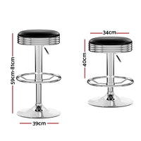 Set of 2 Backless PU Leather Bar Stools - Black and Chrome Furniture Kings Warehouse 