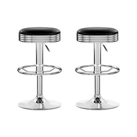 Set of 2 Backless PU Leather Bar Stools - Black and Chrome Furniture Kings Warehouse 