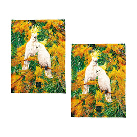 Set of 2 Backyard Beauties Kitchen Tea Towels Cockatoos 50 x 70 cm Home & Garden Kings Warehouse 