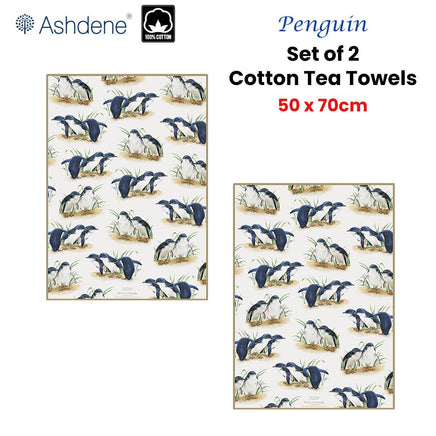 Set of 2 Birds of Australia Kitchen Tea Towels Penguin 50 x 70 cm Home & Garden Kings Warehouse 